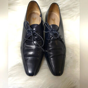 Vintage Yanko Leather Lace Up Heels Shoes Women's Made In Spain Blk Sz6M